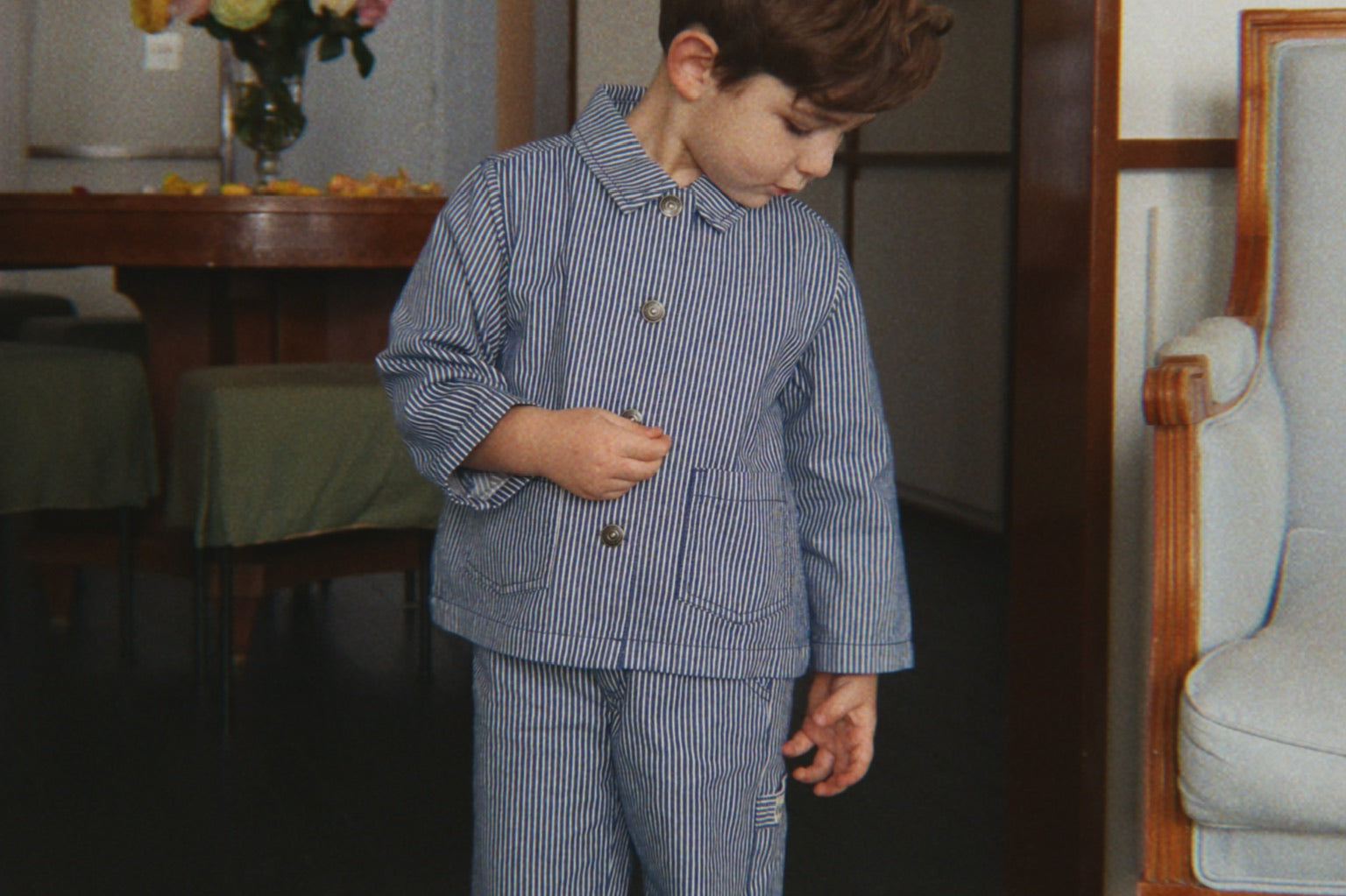 Konges Sløjd A/S WOVEN PANTS blue stripe