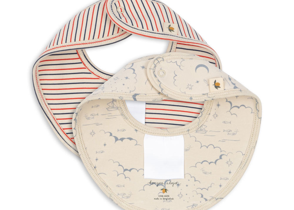 Konges Sløjd A/S Kwijlslabbetjes stripe tricolore petit/cielo marino